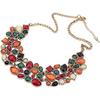 Colier colorat Choker Bib Statement Pandantiv de cristal Guler Gros Lan placat cu aur Femei
