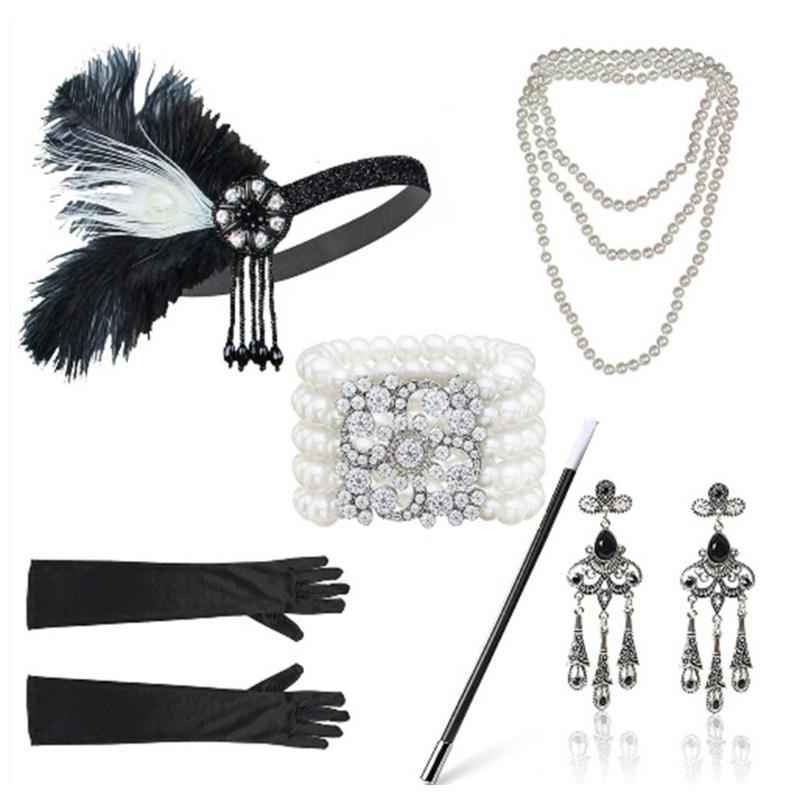 Trendy Feather Headpiece Feathered Headwear Set for Nightclub Parties Halloween
