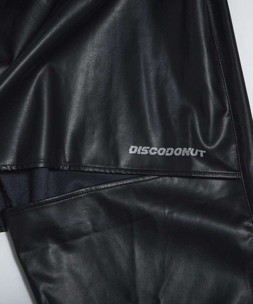 DISCO DONUT Elastic Waist Half-Cut Long Pants_Leather Black