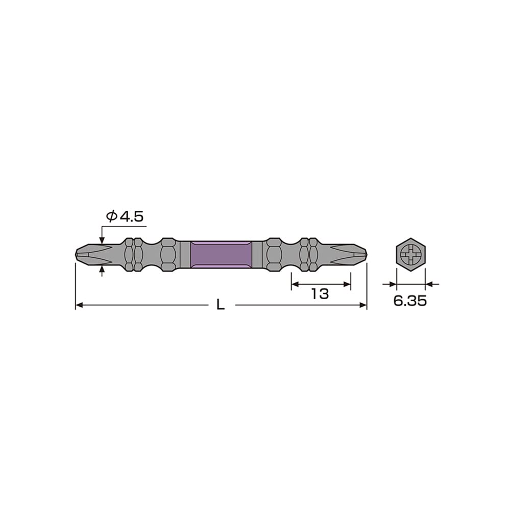 ANEX Schwarzer Drache Robustes Set mit Bits, Doppelseitig, Schlank, +2x110, 10, ABRS-14M
