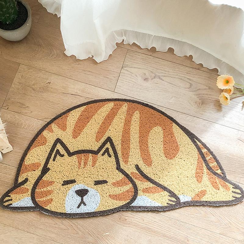 Cartoon Style Cat Door Mat Home Use Door Door Dirt Dust Dust Silk Floor Mat Can Be Cut Foot Mat Durable Durable