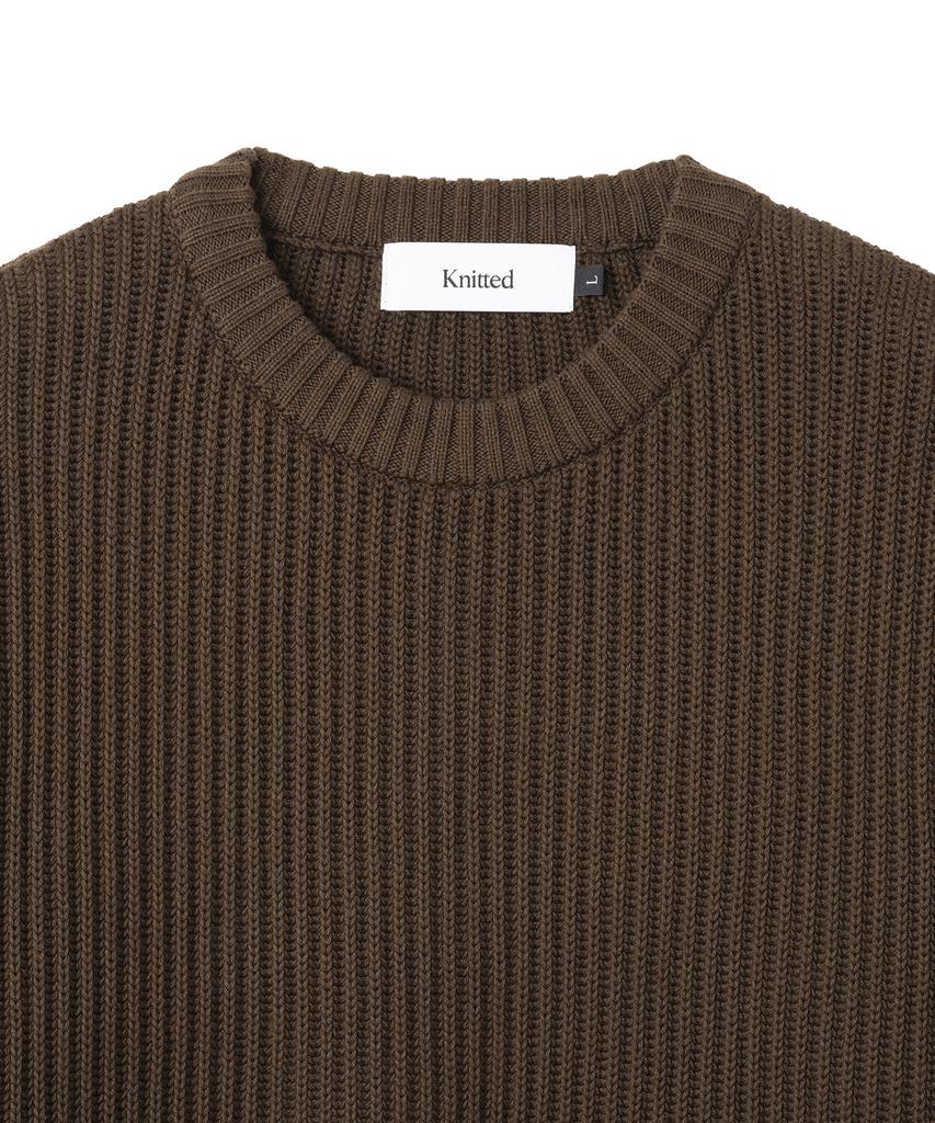 KNITTED Cotton Minimalist Round Knit Brown