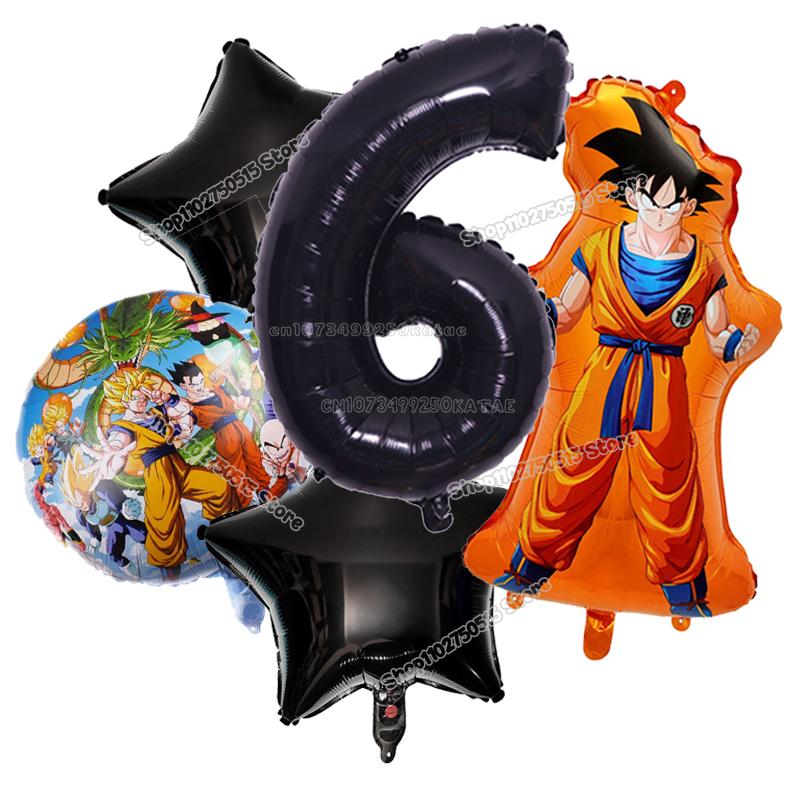Anime Son Goku Kids Birthday Decoration Dragons Ball Number Balloons Collection Boy Girl Party Favor Cartoon Baby Shower Birthday Decor
