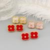 High-End Color Four-Leaf Clover Zircon Inlaid Earrings Design Stud Earrings