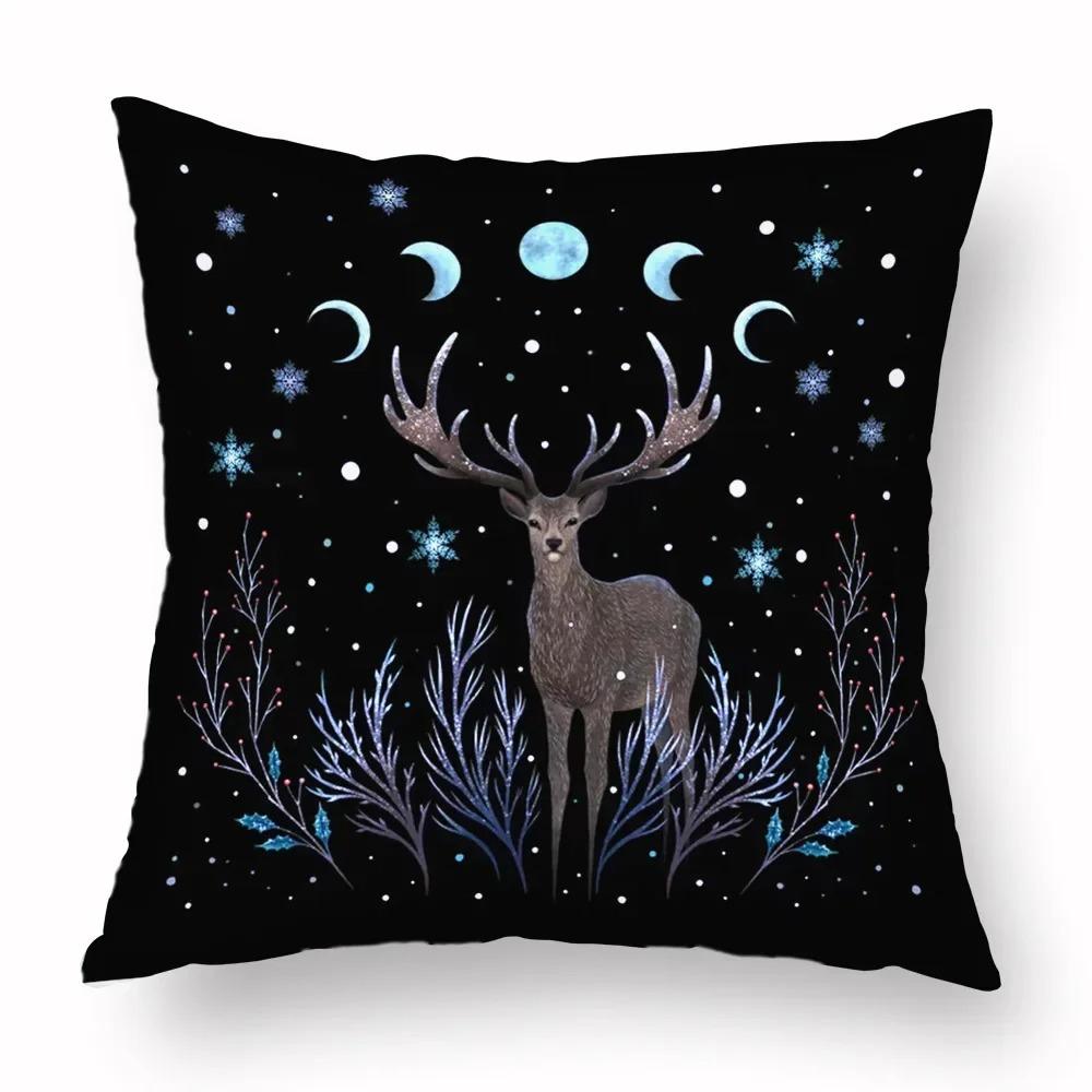 Home Decor Moon Phases & Magical Creatures Pillow Covers Pattern Cushion Cover Suitable For Sofa Bedroom Car Pillow Cover
