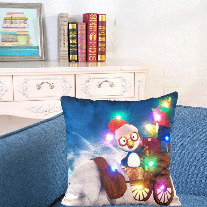 Luxuriöser Weihnachts-LED-Lichter Kissenbezug aus Leinen für festliche Heimdekoration und gemütliches Sofa