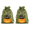 Halloween Party Supplies 2Pcs Pumpkin Drawstring Bags for Candy Treats, Retro Burlap Handmade Style Trick or Treat Bags, Portable Goodie Kids
