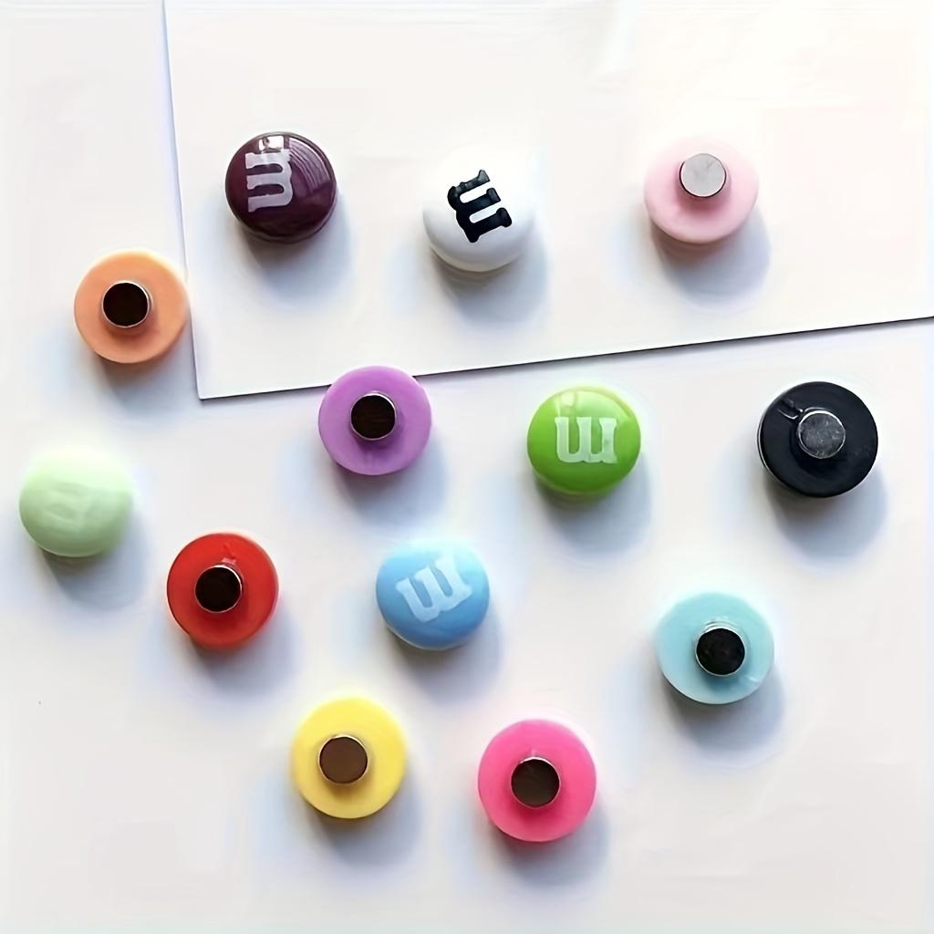 10Pcs Cute Mini Bean Themed Plastic Circular Refrigerator Magnets, Cartoon Design Resin Refrigerator Magnet Set