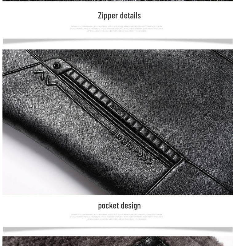 2025 High-End Men's Leather Winter Jacket - Thickened Velvet for Middle-Aged & Elderly