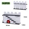 MOC Mittelalterliche Burg Burg Bausteine Set Gefangenentransport Feuerstelle Alte Mauer Brotbackofen Stall Kirche DIY Steine Spielzeug Jungen Geschenk
