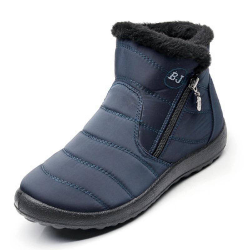 Umbrella Cloth Snow Boots Side Zipper Cotton Boots Medium Tube Waterproof Snow Boots Women's Cotton Shoes Large Size 43