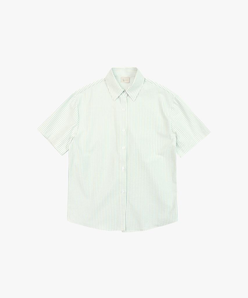 LOSSYROW Seersucker Stripe Shirt Blue
