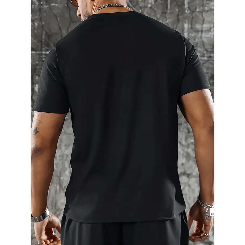 Ghanaian Element Print Men's Casual T-Shirt, Summer Men's Round Neck Short Sleeve T-Shirt, Fashionable Versatile Trendy Print Short Sleeve