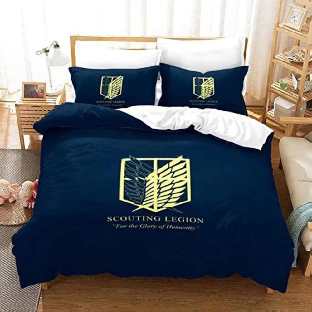 New Anime Attack on Titan Bedding Sets Duvet Cover With Pillowcase Twin Full Queen King Size Soft Home Textiles