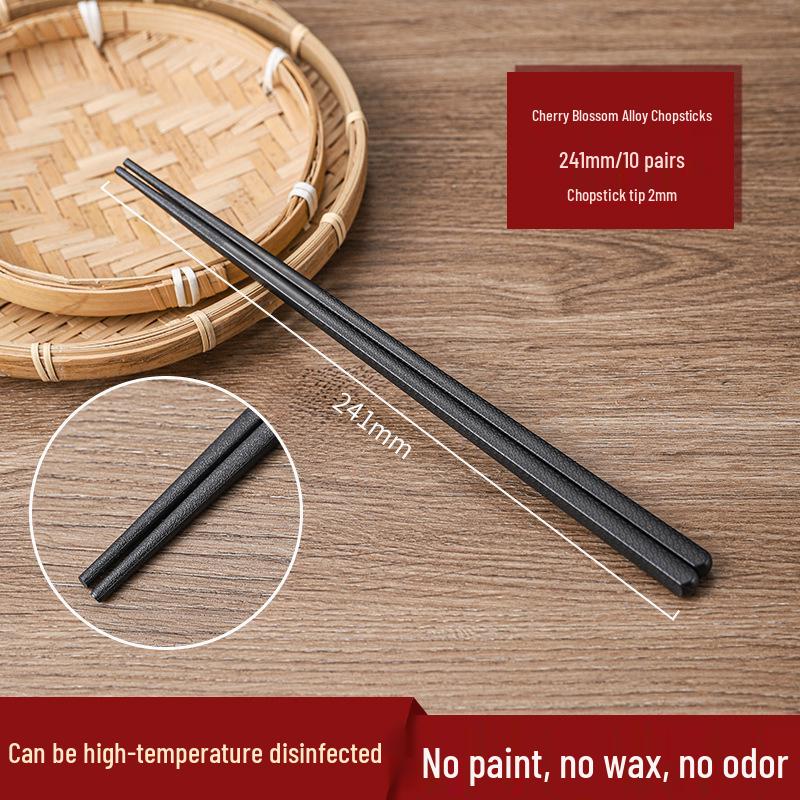 Japanese Style Non-slip Alloy Chopsticks, Mold & Heat Resistant, 10 Pairs