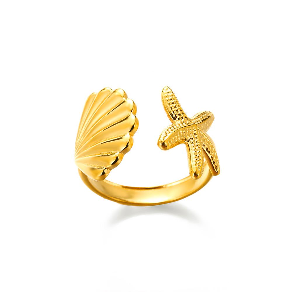 Roestvrij Staal Zeester Open Ringen voor Vrouwen Goudkleurig Geometrische Verstelbare Ring Bruiloft Feest Mode Sieraden Cadeau Anillos