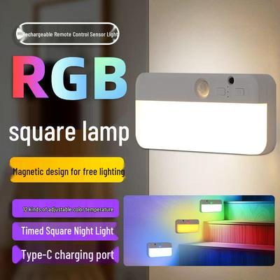 Smart RGB Sensor Night Light with Magnetic Charging - Ideal for Bedrooms, Staircases, Cabinets, and More
