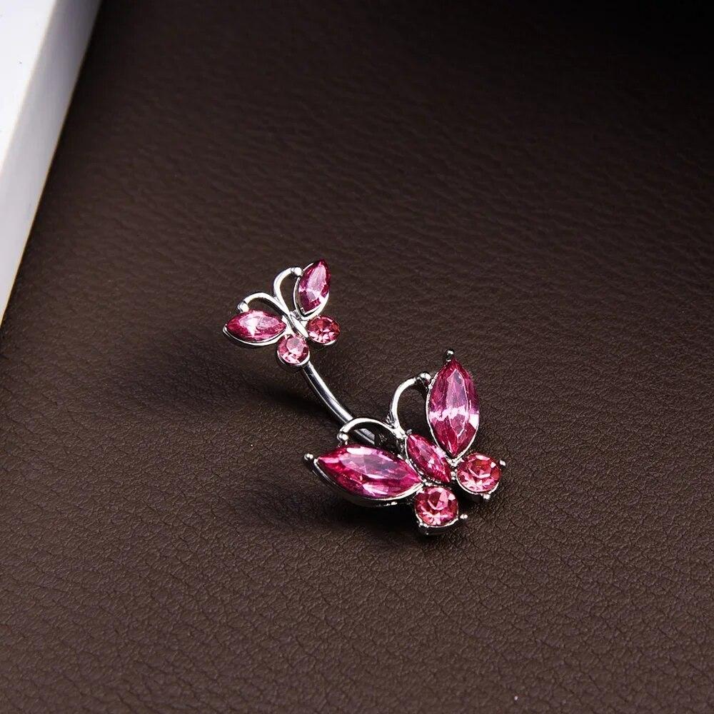 Leuke Roze Kristal Navel Ringen Chirurgisch Staal Navelpiercing Navel Nombril Piercing Buik Ring Sexy Hart Vrouwen Lichaam Sieraden