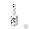 Copper Poker Card Pendant Beads Black Spade 10-A Royal Flush Red Heart 10-A Charm For Bracelet Woman Jewelry