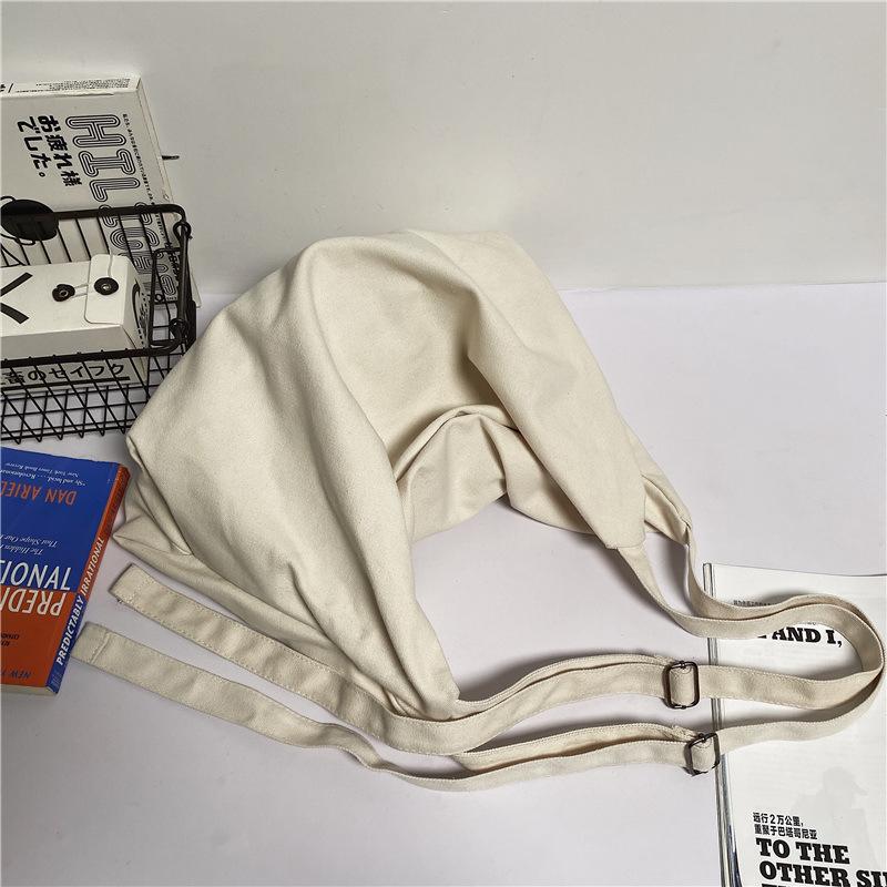 Japanese Solid Color Canvas Bag Female Large-Capacity Student Class Cloth Bag Trendy Casual Versatile Shoulder Messenger Bag