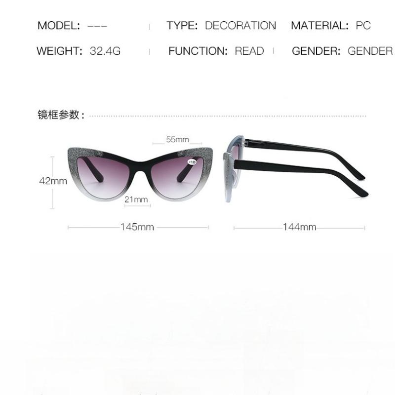Neue High-End Cat-Eye Alterssichtbrille Mode Schmetterlingsförmige Sonnenbrille Ultraleichte Hochauflösende Brille Dioptrien bis +4,0