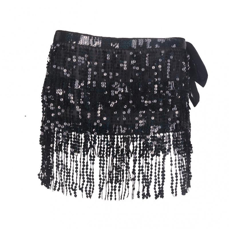 Halloween Bohemian Sequin Tassel Hip Scarf Mini Skirt for Belly Dance
