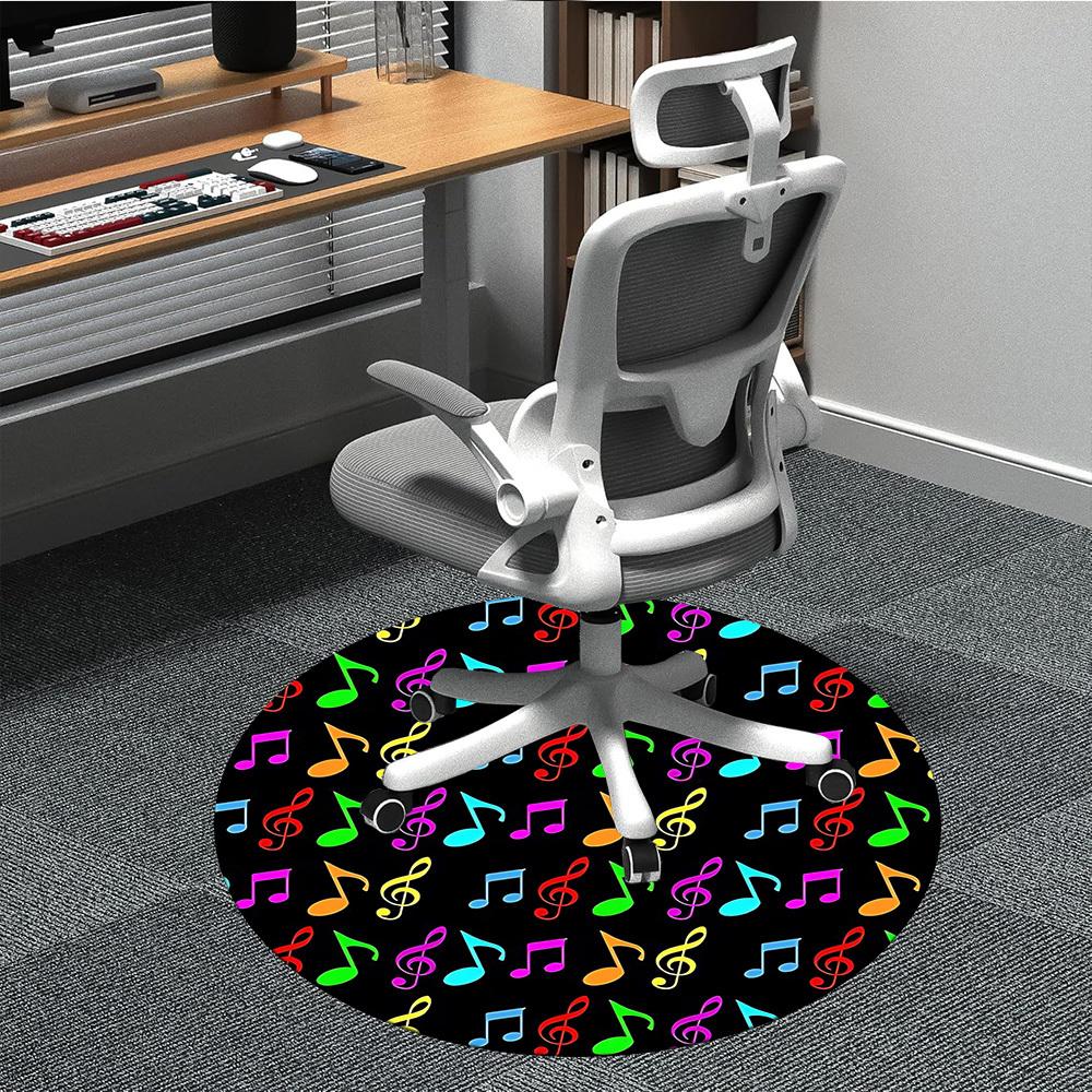 1pc Music Notes Pattern Chair Carpet for Office, Soft, Non-Slip Polyester Mat, Office, Living Room, Bedroom, Durable Polyester yy251207177