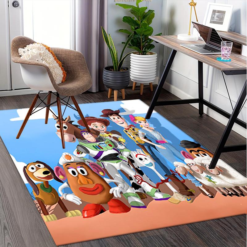 Office Rug Toy Story, Characters theme 3D Printed Anti-Slip Rug-Machine Washable for Living Room