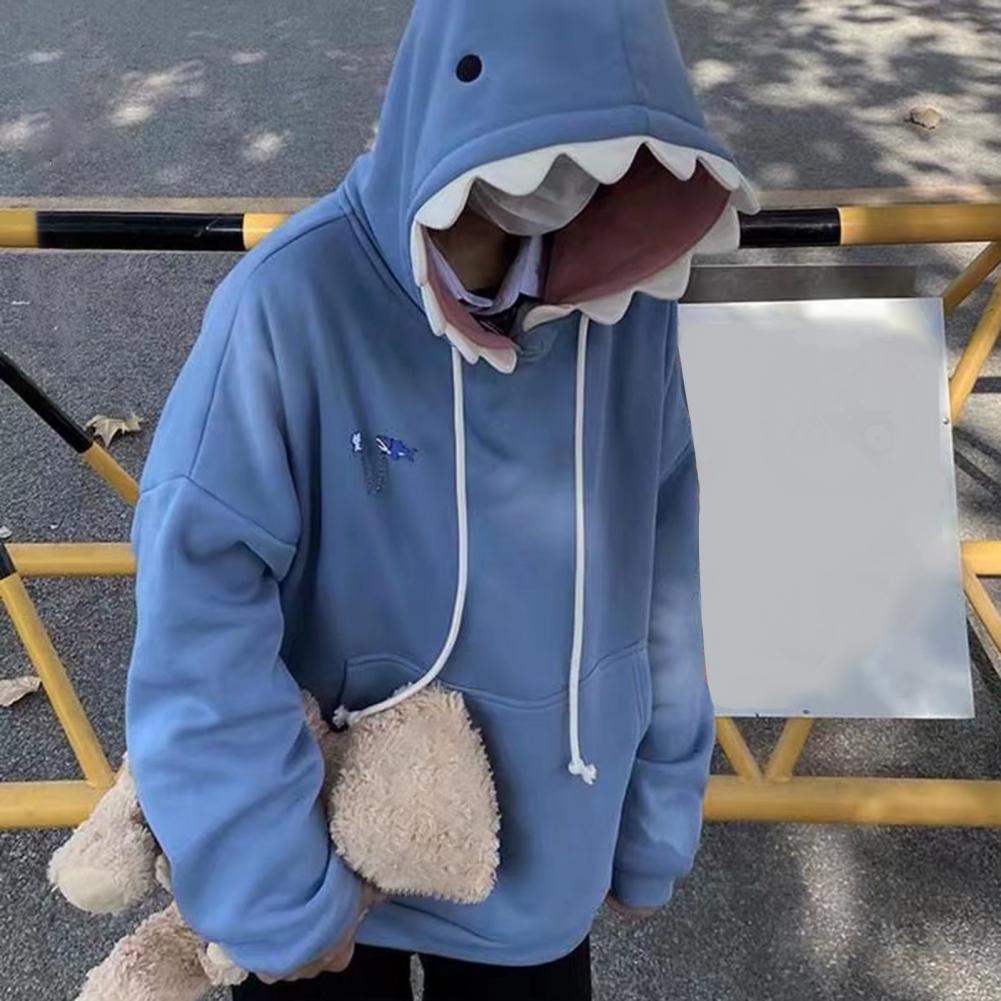Sweat à capuche patchwork requin drôle automne hiver hommes et femmes Kawaii sweat-shirt mode pull décontracté école vêtements surdimensionnés