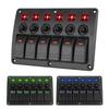 Panel de interruptores basculantes marinos Panel de interruptores para coche 6 interruptores Impermeable con pegatina Control de circuito 12~24V Piezas de repuesto para automóvil