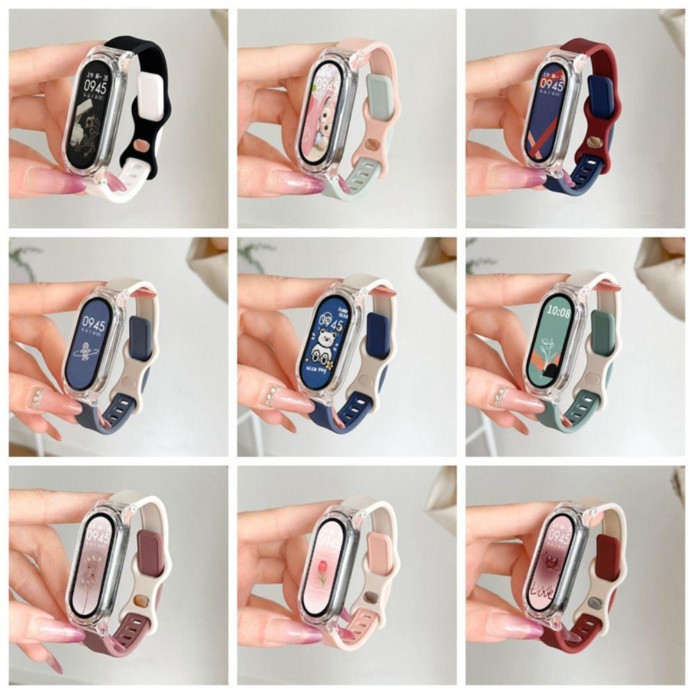 Button Style Watch Case Two Tone Design Strap Accessories New Wristband for Xiaomi Mi Band 8 Summer