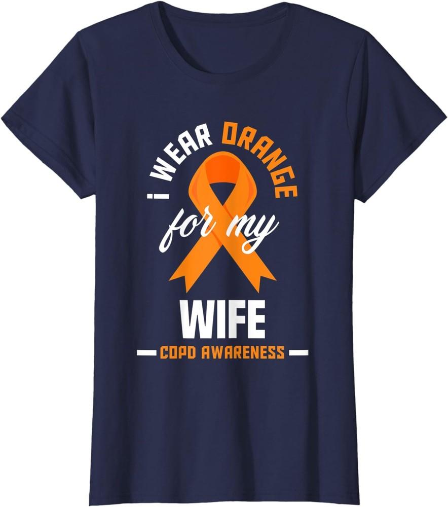 I Wear Orange For My Wife COPD Warrior COPD Awareness Ladies' Crewneck T-Shirt