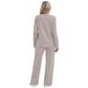 Women's Casual V-Neck Long Sleeve Top and Wide Leg Pants 2-Piece Set