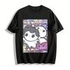 Cute Ghost Stack Print Casual Top Trendy Loose T-Shirt With Anime Game Character Group Portrait Pure Cotton T-shirt