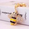 Rhinestone Bee Wing Keychain for Women Men Metal Gold Color Insect Animal Pendant Key Rings Jewelry Porte Clefs
