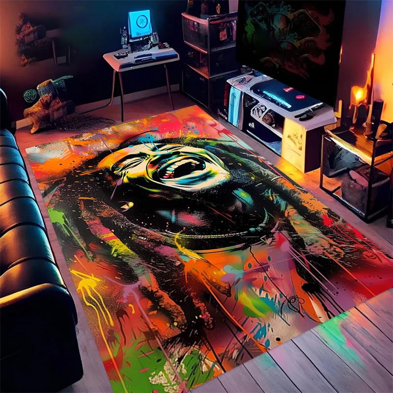 Vibrant Bob Marley Art Print Carpet Suitable for All Seasons Living Room and Bedroom Mats Room Dormitory Decoration Bathroom Mat
