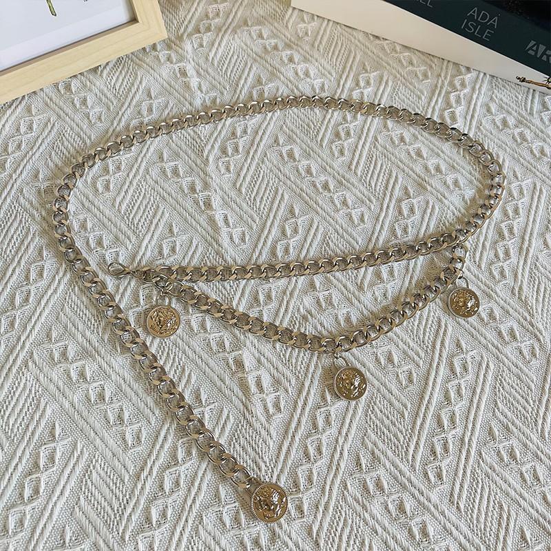 Metal Chain Multilayer Waist Belt With Gold Coins For Womens Dress And Sweater Accessories