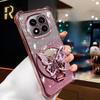 Glitter Butterfly Mirror Bracket Case For Xiaomi Redmi 14C Note 14 15 Pro Plus 15 15C 14S 4G 5G Shockproof Soft Silicone Cover