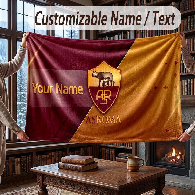 Personalisierte Flanell-Kuscheldecke AS Rom FC Muster Warme Wohnungsdekoration