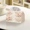 1pc 2D Flat Printing Soft Floral Style Tissue Box, Suitable for Bedroom, Living Room, Study, Dining Room, Polyester Material, Plus Size
