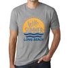 Vintage T-shirt voor heren, grafisch T-shirt Tijd om hallo te zeggen tegen de zomer in Long Beach gemêleerd grijs