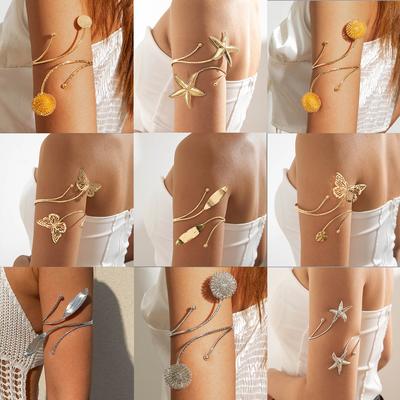 Bracelet Manchette Étoile de Mer Vent Froid Personnel Ligne Sens Papillon Bague Bracelet Manchette Ouvert