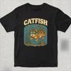 Funny Catfish T-Shirt with Scuba Diving Cat Graphic / Cute Retro Animal Pun Tee for Cat Lovers Humorous Vintage Style Cat Shirt