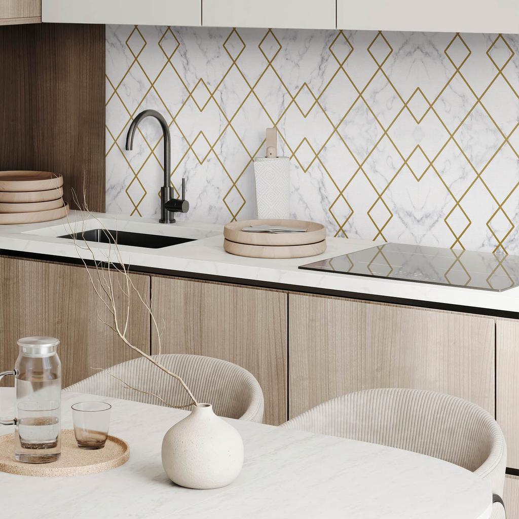 Decorative Self-Adhesive Vinyl Panel - For Hallway 120x60 Cm Geometric Patterns On the Background