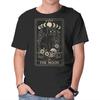 Unisex Crew Neck T-Shirt The Moon Cat Tarot Graphic Short Sleeve Casual Tee