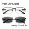 Photochromic Sun Glasses Outdoor  Metal Frame Glasses Rectangular Frame Far and Near Anti Blue Light Glasses