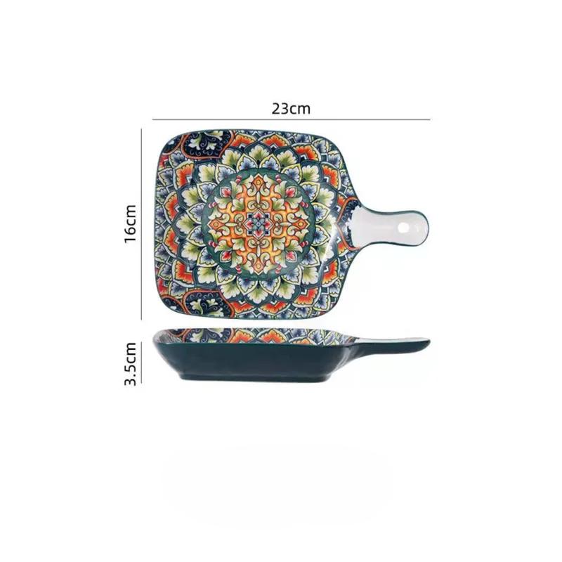 European Bohemian Ceramic Bowl Household Plate Instant Noodle Bowl Tableware Creative Personality Dish Set Dinner Plates