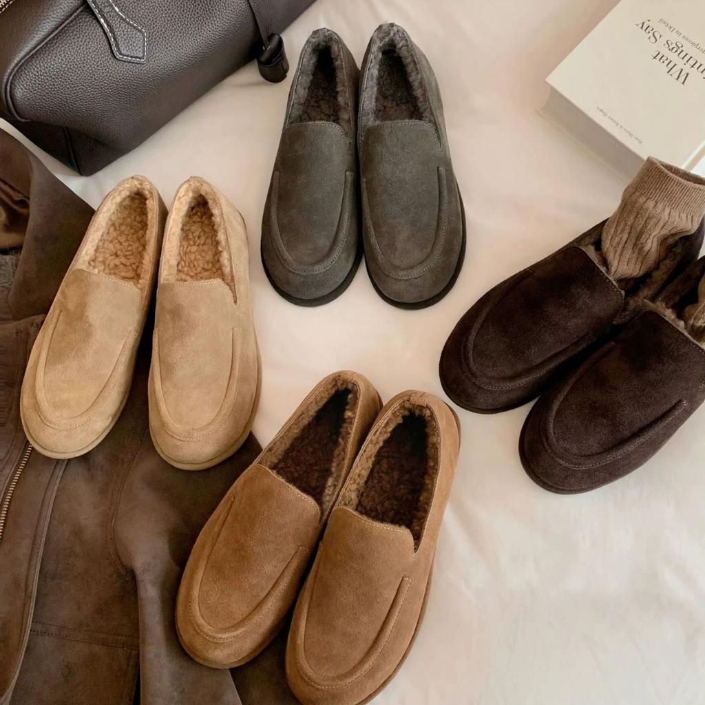 Chaussures en peluche minimalistes à semelle plate à une pédale, chaussures moelleuses décontractées polyvalentes, confortables et légères
