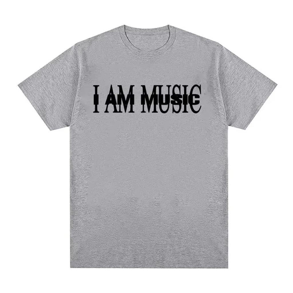 Mens Short Sleeve T Shirt I AM MUSIC Print Soft Cotton Casual Comfortable Trendy Streetwear Daily Wear Music Lovers Cool Tees