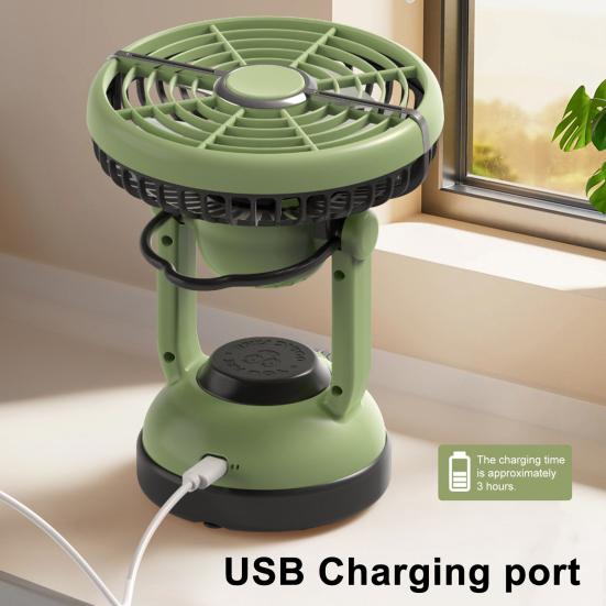 Portable Camping Fan 1200mAh Rechargeable Fan with Hanging Hook Small Ceiling Fan for Tent RV Bed Car